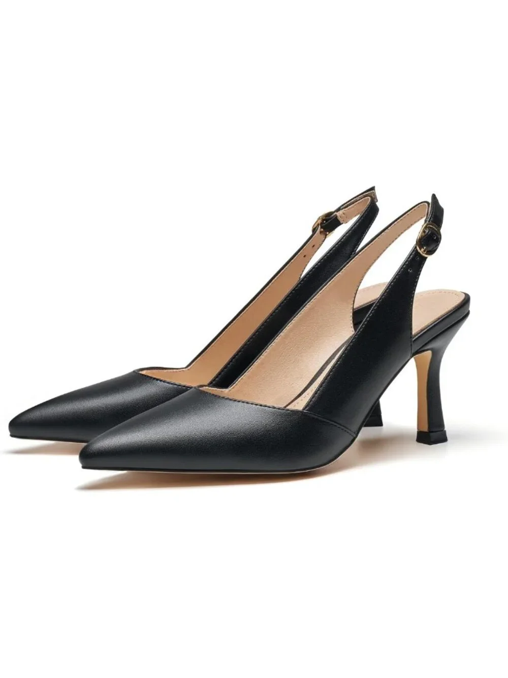 Chic Slingback Kitten Heels for Women - Pointed Closed Toe Dressy Pumps for